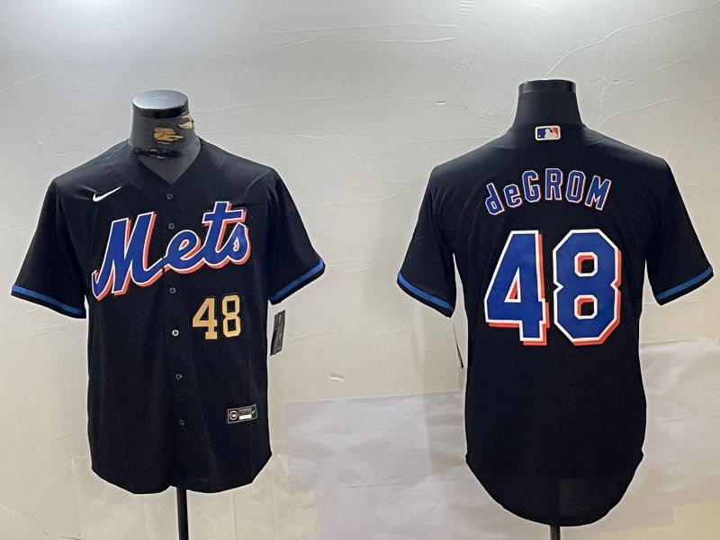 Men New York Mets #48 Degrom Black Game 2024 Nike MLB Jersey style 2